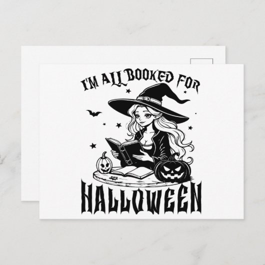 Witchy Reads: Ich bin zu Halloween gebucht Postkarte (Vorne/Hinten)