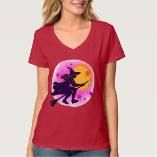 "Witchy Ride - Halloween Flying Broom T-Shirt" T-Shirt