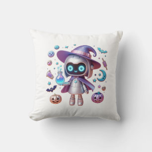 Witchy Robot Halloween Kawaii Sci-Fi Wohngestaltun Kissen
