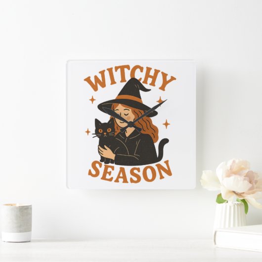 Witchy-Saison Quadratische Wanduhr (Zuhause)