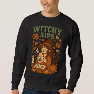 Witchy Sips Halloween T - Shirt | Gemütlicher Hexe