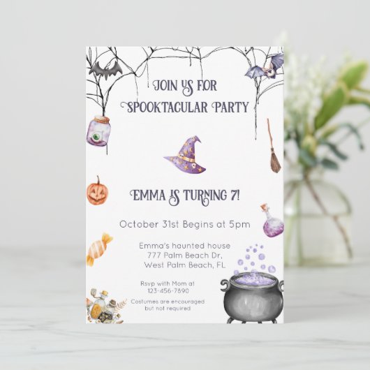 Witchy Spooktacular Halloween Einladung (Stehend Vorderseite)