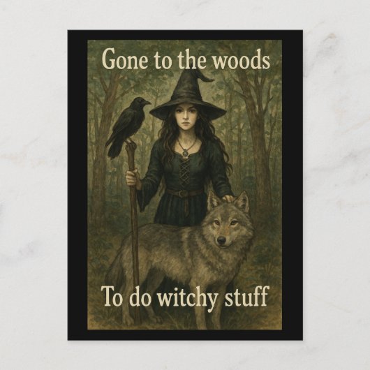 Witchy Stuff Woodland Hexenkarte Postkarte (Vorderseite)