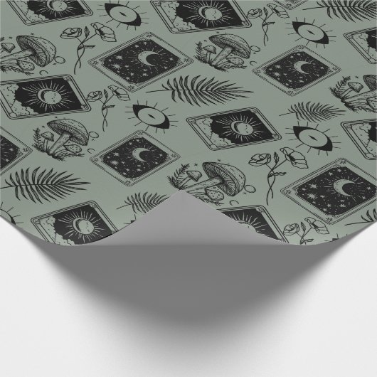 Witchy Tarot Botanischer Pilz Geschenkpapier (Ecke)