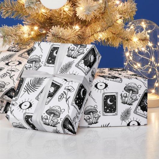 Witchy Tarot Botanischer Pilz Geschenkpapier (Feiertage)