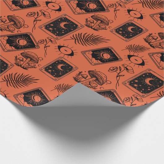 Witchy Tarot Botanischer Pilz Geschenkpapier (Ecke)