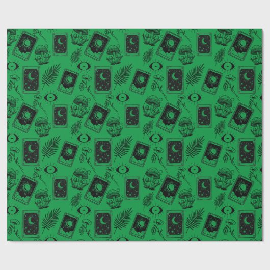 Witchy Tarot Botanischer Pilz Geschenkpapier (Flach)