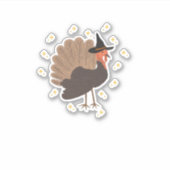 Witchy turkey with hat and sparkling stars illustr aufkleber (Vorderseite)