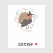 Witchy turkey with hat and sparkling stars illustr aufkleber (Blatt)
