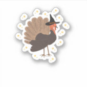 Witchy turkey with hat and sparkling stars illustr aufkleber (Vorderseite)