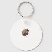 Witchy turkey with hat and sparkling stars illustr schlüsselanhänger (Vorderseite)