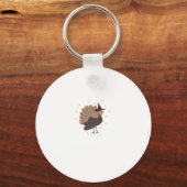 Witchy turkey with hat and sparkling stars illustr schlüsselanhänger (Vorderseite)