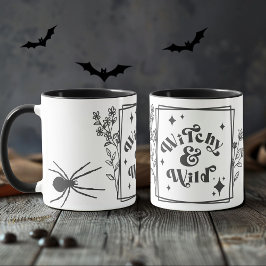 Witchy und Wild Retro schwarz Happy Halloween Tasse
