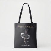 Witchy Vibes Dark Edition – Gothic Witch & Cat Tasche (Vorderseite)