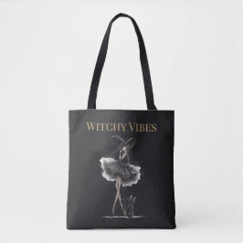 Witchy Vibes Dark Edition – Gothic Witch & Cat Tasche