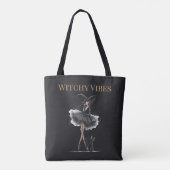 Witchy Vibes Dark Edition – Gothic Witch & Cat Tasche (Rückseite)