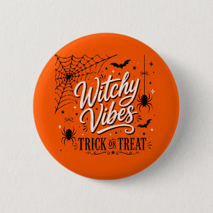 Witchy Vibes Halloween – Gruseliger Spinnennetz-Tr Button