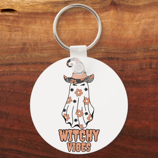 "Witchy Vibes" Halloween, Hexengeister Orange Schlüsselanhänger (Vorderseite)