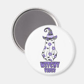 "Witchy Vibes" Halloween Hexenghost Lila Magnet (Vorderseite/Rückseite)