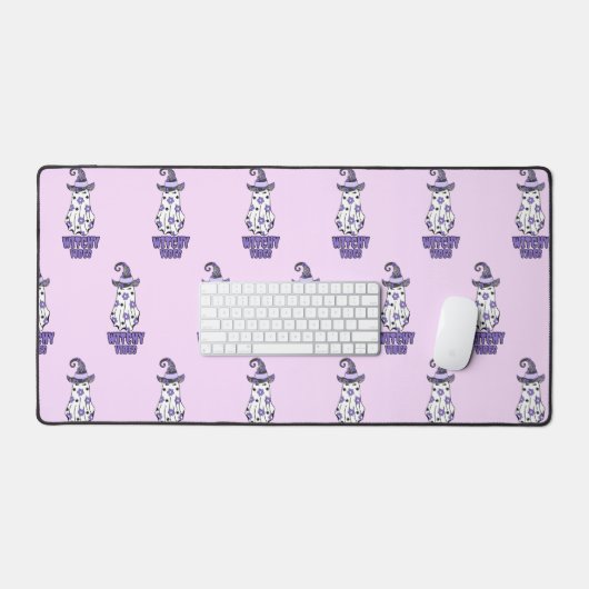 "Witchy Vibes" Halloween Hexenghost Lila Schreibtischunterlage (Tastatur & Maus)