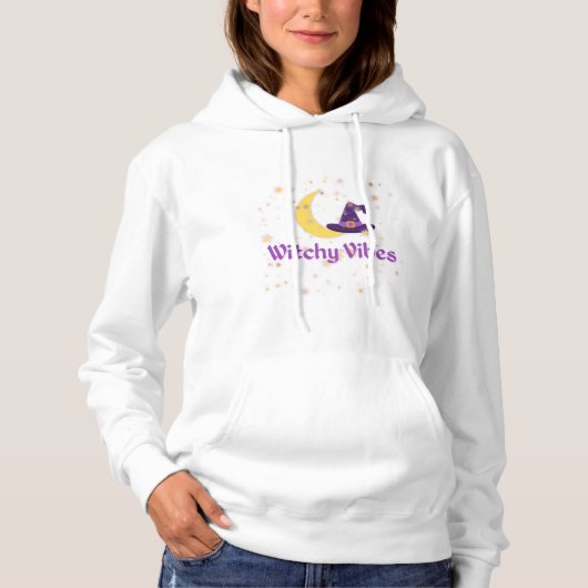 Witchy Vibes Moon & Hat Hoodie (Vorderseite)