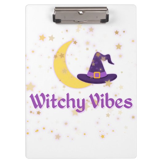 Witchy Vibes Moon & Hat Klemmbrett (Vorderseite)