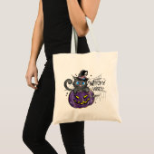 Witchy Vibes | WItch Black Cat and Jack-O-Lantern Tragetasche (Vorderseite (Produkt))
