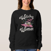 Witchy Woman Funny Pink Hexe Halloween Sweatshirt (Vorderseite)