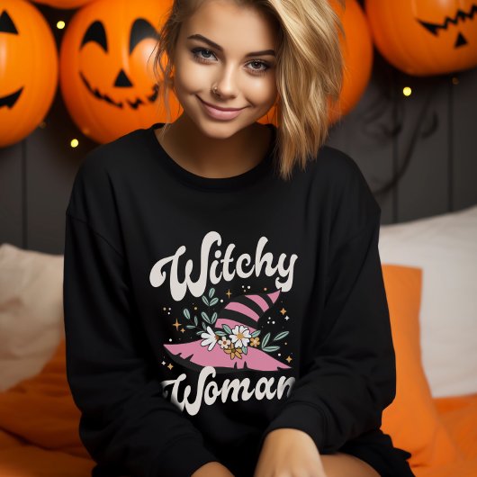 Witchy Woman Funny Pink Hexe Halloween Sweatshirt