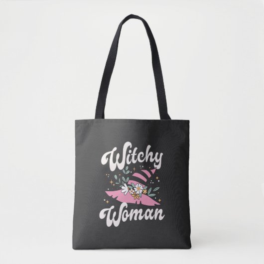 Witchy Woman Funny Pink Hexe Halloween Tasche (Vorderseite)