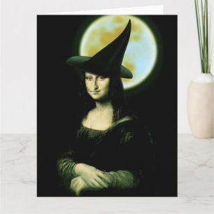 Witchy Woman Mona Lisa Halloween Karte