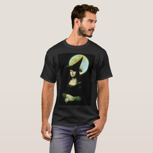 Witchy Woman Mona Lisa Halloween T-Shirt (Vorne ganz)