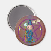 Witchy Woman Penctacle Pixel Art Magnet (Vorderseite/Rückseite)
