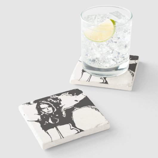 Witchy Woman Steinuntersetzer (Seitenansicht)