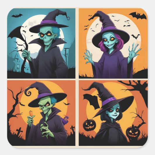 Witchy Wonders Quadratischer Aufkleber (Vorderseite)