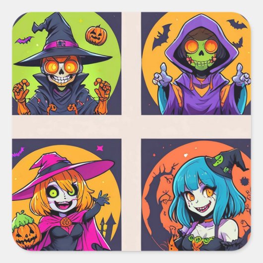 Witchy Wonders Quadratischer Aufkleber (Vorderseite)