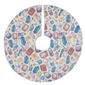 Witchy Wonders Tree Skirt Leinenimitat Weihnachtsbaumdecke (Vorderseite)