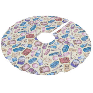 Witchy Wonders Tree Skirt Leinenimitat Weihnachtsbaumdecke