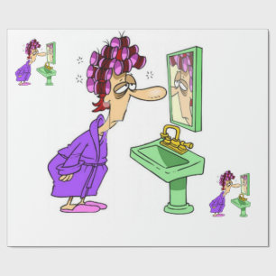 Wite roller lady verpackt glänzendes Papier Geschenkpapier