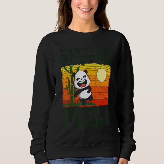 With A Panda Bear Animal Retro 4 Sweatshirt (Vorderseite)