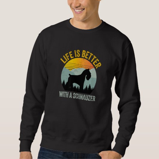 With A Schnauzer Retro Summer Distressed Sweatshirt (Vorderseite)