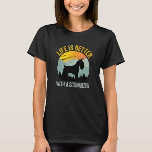 With A Schnauzer Retro Summer Distressed T-Shirt (Vorderseite)
