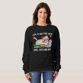 With Books Cats And Wine Drinking Dad Mom Sweatshirt (Vorne ganz)