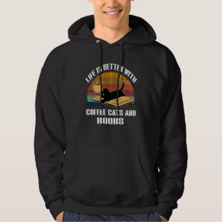 With Coffee Cats And Books Hoodie