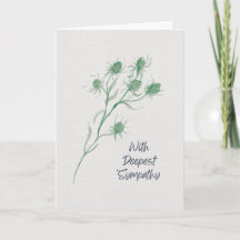 With Deepest Sympathy – Green Thistle Watercolor