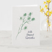 With Deepest Sympathy – Green Thistle Watercolor Karte (Gelbe Blume)