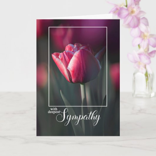With Deepest Sympathy Rich Pink Tulip Karte (Orchidee)