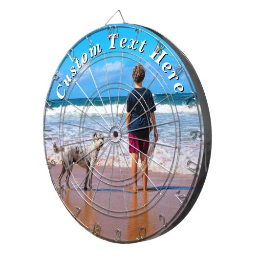 With Dog Photo Dart Board Personalized Text Dartscheibe (Vorderseite rechts)