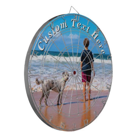 With Dog Photo Dart Board Personalized Text Dartscheibe (Vorderseite Links)