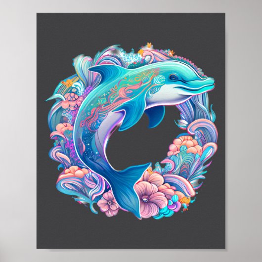 With Easter Festive Illustration Charming Dolphin Poster (Vorne)
